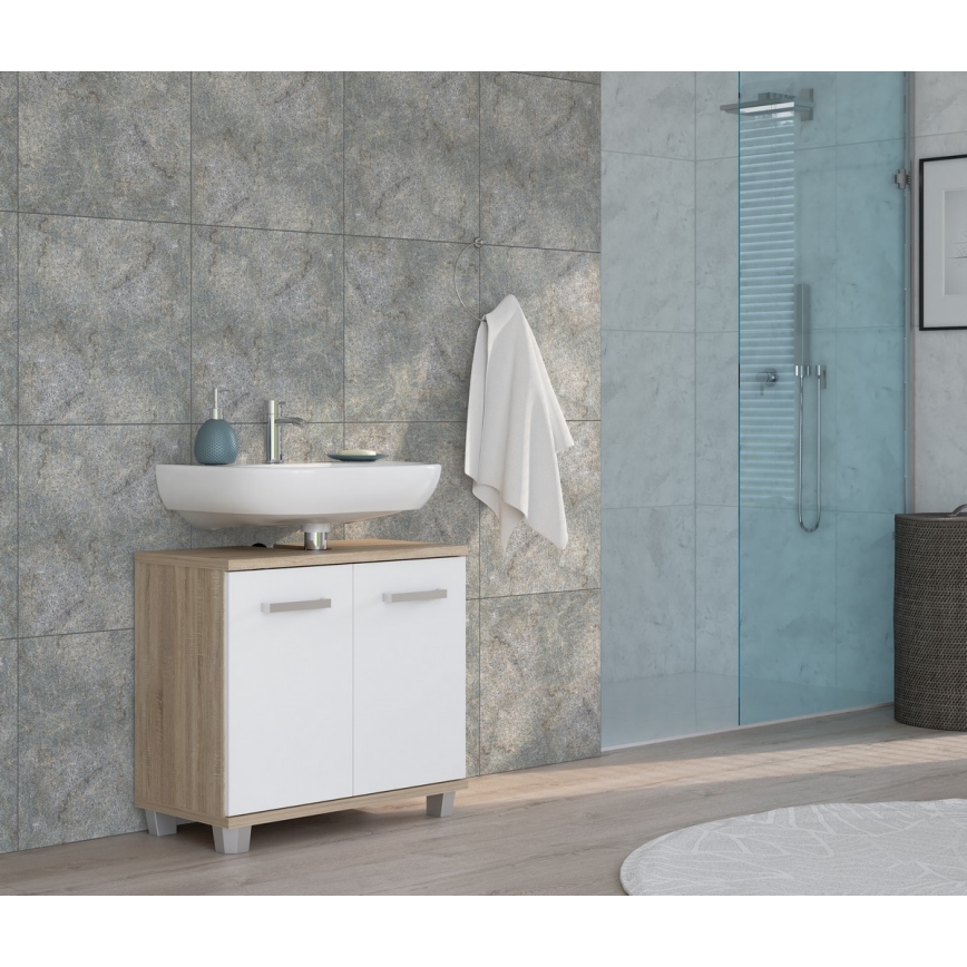 Bathroom cabinet VENOM, White/Sonoma Oak