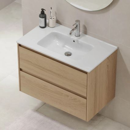 Bathroom cabinet with basin LYKE 80 cm oak