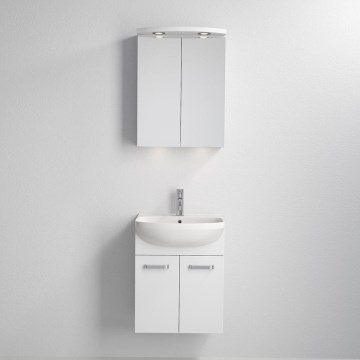 Bathroom cabinet with sink ASTRID + LED mirrored cabinet 4xLED/4,3W/230V IP44 white
