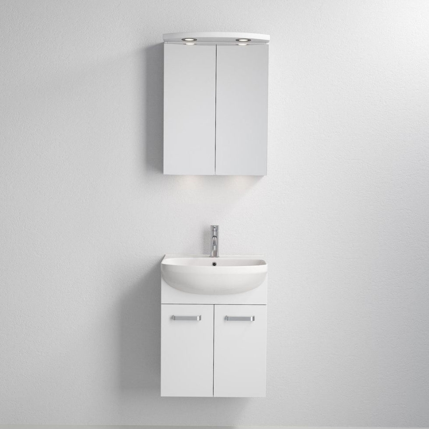 Bathroom cabinet with sink ASTRID + LED mirrored cabinet 4xLED/4,3W/230V IP44 white
