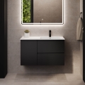 Bathroom cabinet with sink HELSINKI 95 cm right-hand/black