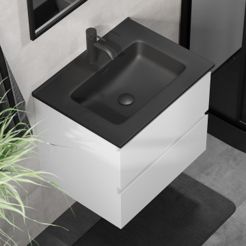 Bathroom cabinet with sink KENWOOD 61 cm white//black