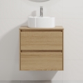 Bathroom cabinet with sink TRONDHEIM/VIKEDAL 60x57x46 cm Oak/White