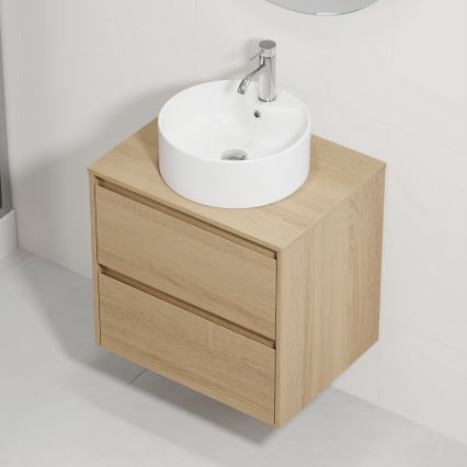 Bathroom cabinet with sink TRONDHEIM/VIKEDAL 60x57x46 cm Oak/White