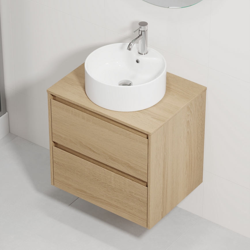 Bathroom cabinet with sink TRONDHEIM/VIKEDAL 60x57x46 cm Oak/White