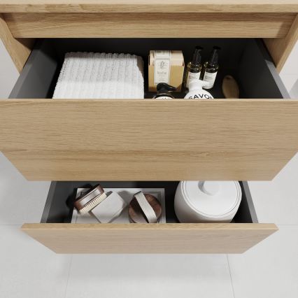 Bathroom cabinet with sink TRONDHEIM/VIKEDAL 60x57x46 cm Oak/White
