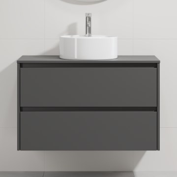 Bathroom cabinet with sink TRONDHEIM/VIKEDAL 90x57x46 cm anthracite/white
