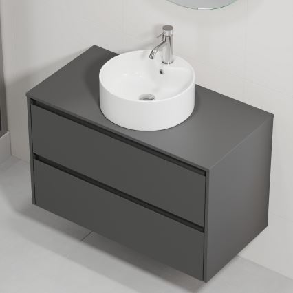 Bathroom cabinet with sink TRONDHEIM/VIKEDAL 90x57x46 cm anthracite/white