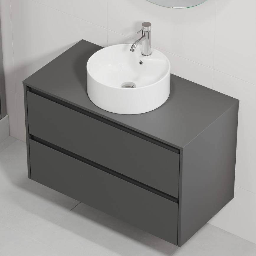 Bathroom cabinet with sink TRONDHEIM/VIKEDAL 90x57x46 cm anthracite/white