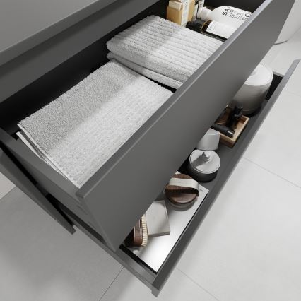 Bathroom cabinet with sink TRONDHEIM/VIKEDAL 90x57x46 cm anthracite/white