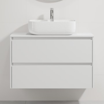 Bathroom cabinet with washbasin TRONDHEIM/KRISTIANSAND 90x57x46 cm white