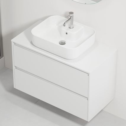 Bathroom cabinet with washbasin TRONDHEIM/KRISTIANSAND 90x57x46 cm white