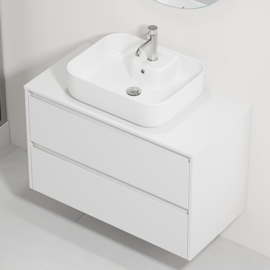 Bathroom cabinet with washbasin TRONDHEIM/KRISTIANSAND 90x57x46 cm white