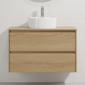 Bathroom cabinet with washbasin TRONDHEIM/VIKEDAL 90x57x46 cm oak/white