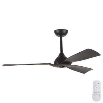 Bathroom ceiling fan d. 132 cm IP44 black + remote control