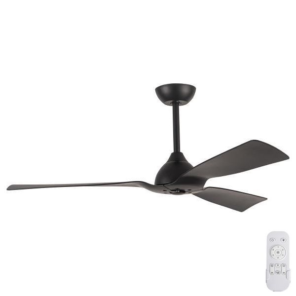 Bathroom ceiling fan d. 132 cm IP44 black + remote control