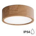 Bathroom ceiling light CLEO 2xE27/24W/230V IP54 d. 27,5 cm oak