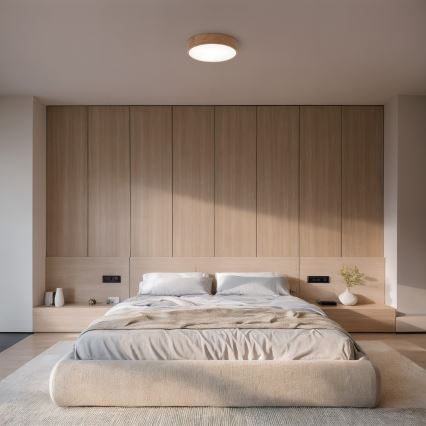 Bathroom ceiling light CLEO 2xE27/24W/230V IP54 d. 27,5 cm oak