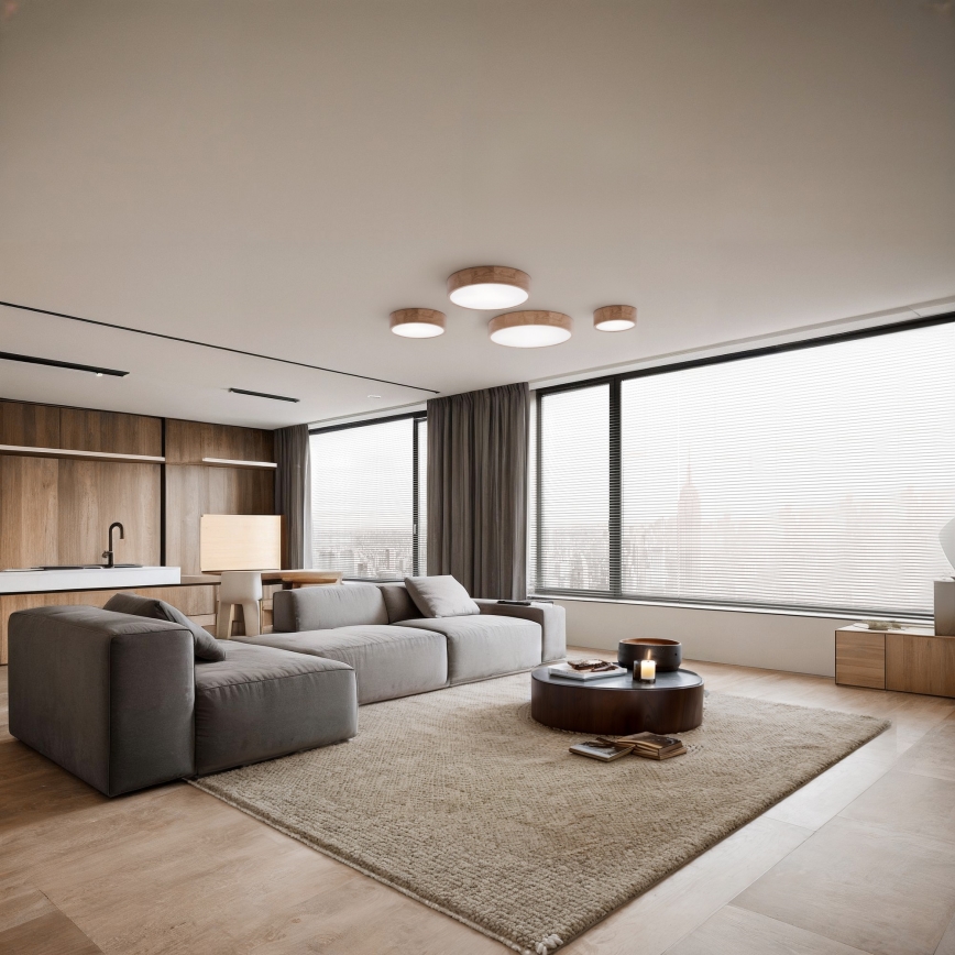 Bathroom ceiling light CLEO 2xE27/24W/230V IP54 d. 27,5 cm oak