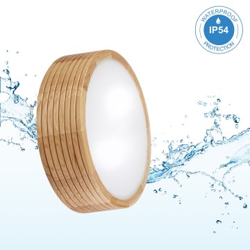 Bathroom ceiling light LINARO 2xE27/15W/230V IP54 oak Ø 27 cm