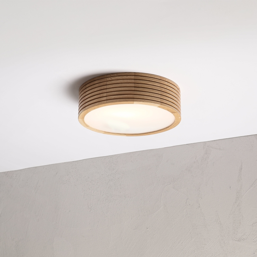 Bathroom ceiling light LINARO 2xE27/15W/230V IP54 oak Ø 27 cm
