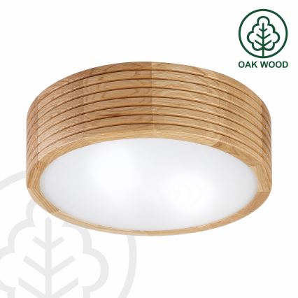 Bathroom ceiling light LINARO 2xE27/15W/230V IP54 oak Ø 27 cm