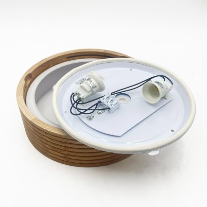 Bathroom ceiling light LINARO 2xE27/15W/230V IP54 oak Ø 27 cm