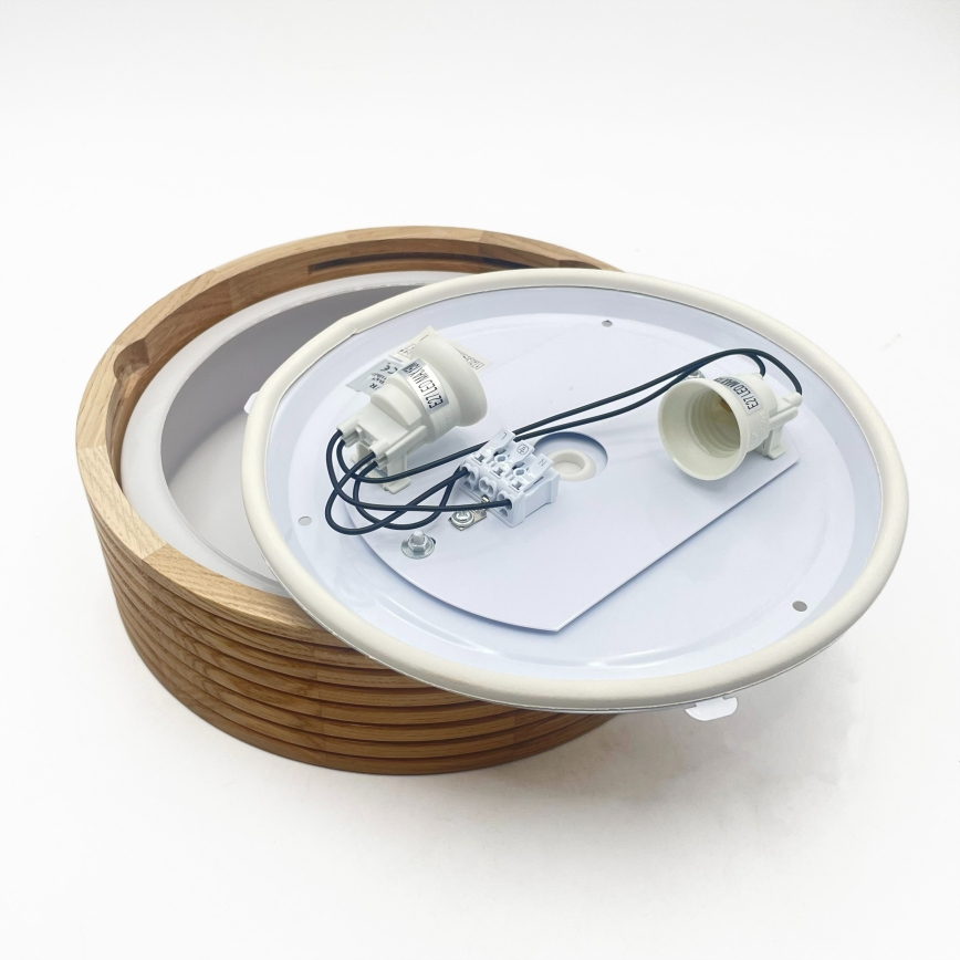 Bathroom ceiling light LINARO 2xE27/15W/230V IP54 oak Ø 27 cm