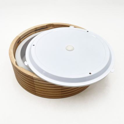 Bathroom ceiling light LINARO 2xE27/15W/230V IP54 oak Ø 27 cm
