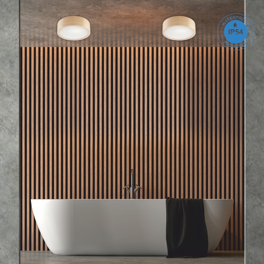 Bathroom ceiling light NATURAL 2xE27/15W/230V IP54 pine ø 27 cm - FSC certified