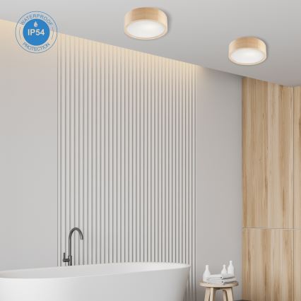 Bathroom ceiling light NATURAL 2xE27/15W/230V IP54 pine ø 27 cm - FSC certified