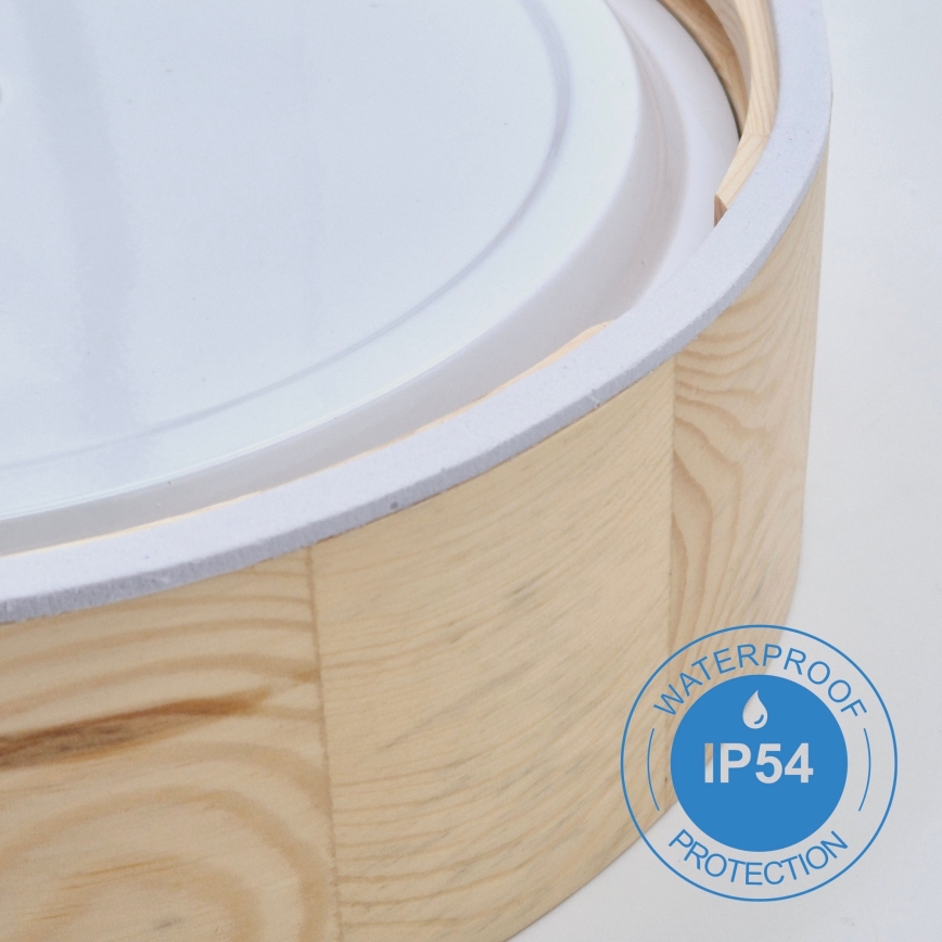 Bathroom ceiling light NATURAL 2xE27/15W/230V IP54 pine ø 27 cm - FSC certified