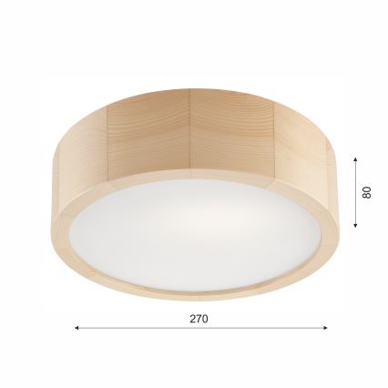 Bathroom ceiling light NATURAL 2xE27/15W/230V IP54 pine ø 27 cm - FSC certified