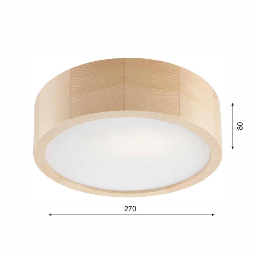Bathroom ceiling light NATURAL 2xE27/15W/230V IP54 pine ø 27 cm - FSC certified