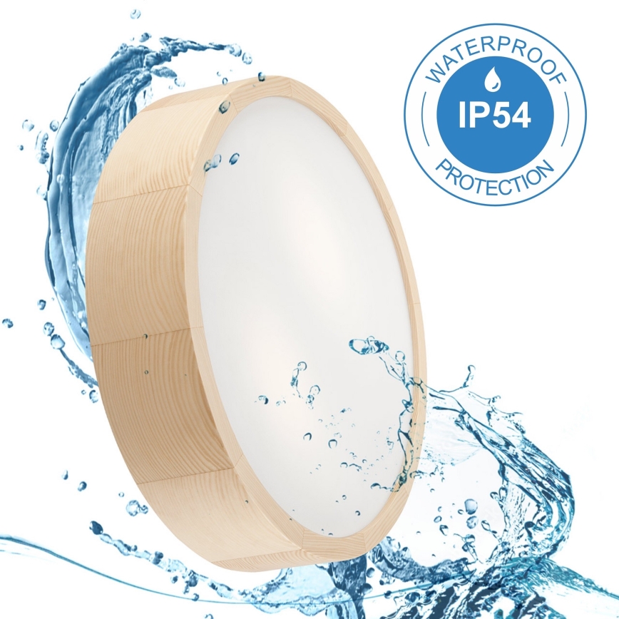 Bathroom ceiling light NATURAL 3xE27/15W/230V IP54 pine ø 37 cm