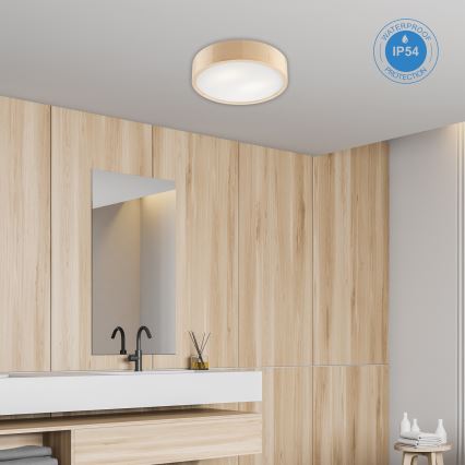 Bathroom ceiling light NATURAL 3xE27/15W/230V IP54 pine ø 37 cm