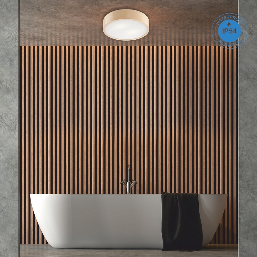 Bathroom ceiling light NATURAL 3xE27/15W/230V IP54 pine ø 37 cm