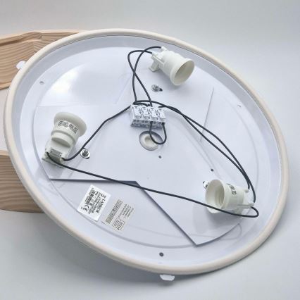 Bathroom ceiling light NATURAL 3xE27/15W/230V IP54 pine ø 37 cm