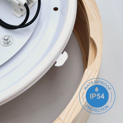 Bathroom ceiling light NATURAL 3xE27/15W/230V IP54 pine ø 37 cm