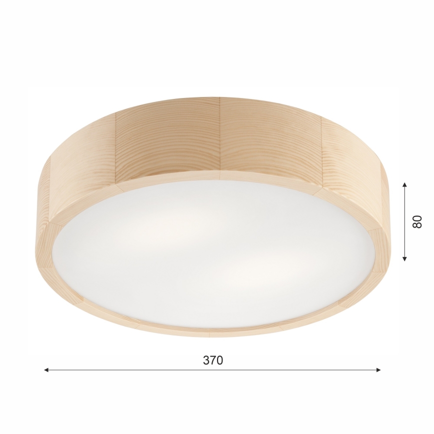Bathroom ceiling light NATURAL 3xE27/15W/230V IP54 pine ø 37 cm