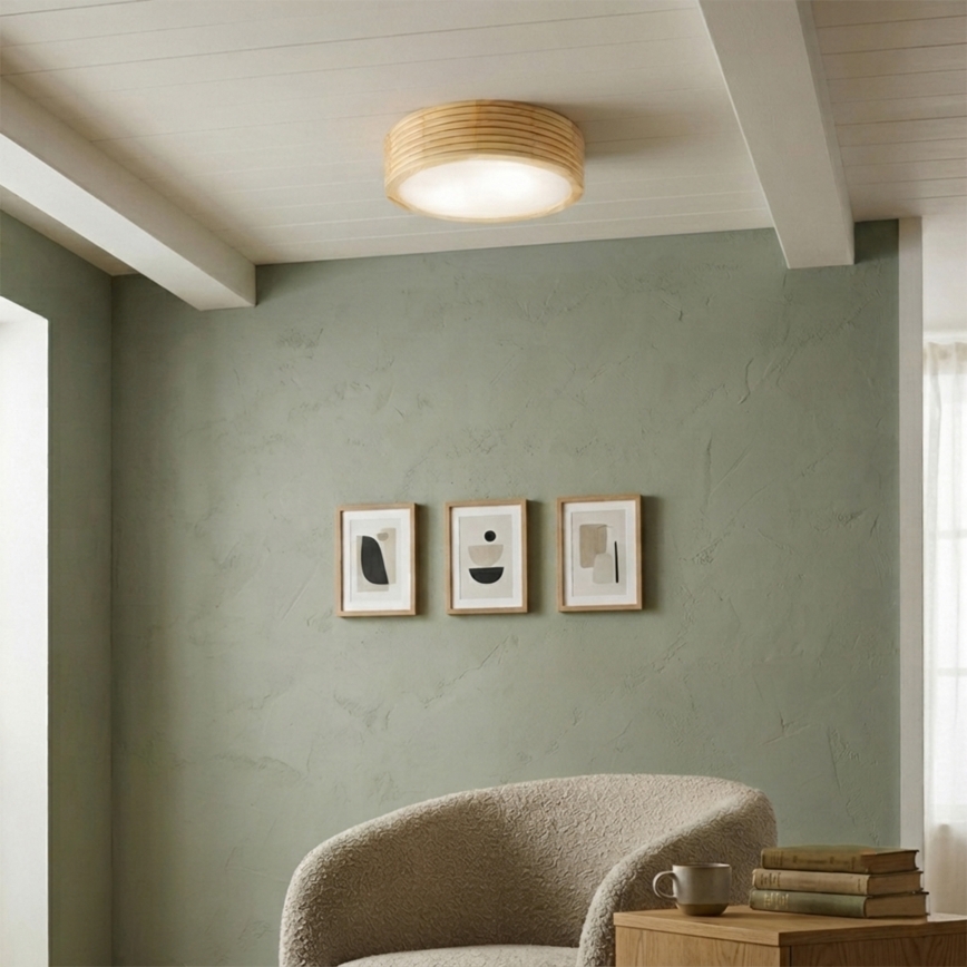 Bathroom ceiling light NATURAL MODERN 2xE27/15W/230V IP54 Ø 27.5 cm pine