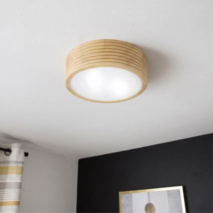 Bathroom ceiling light NATURAL MODERN 2xE27/15W/230V IP54 Ø 27.5 cm pine