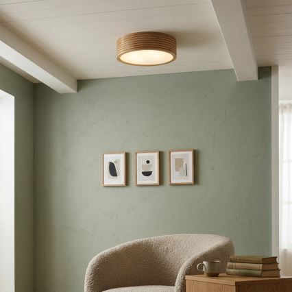 Bathroom ceiling light OAK 2xE27/15W/230V IP54 oak Ø 27 cm