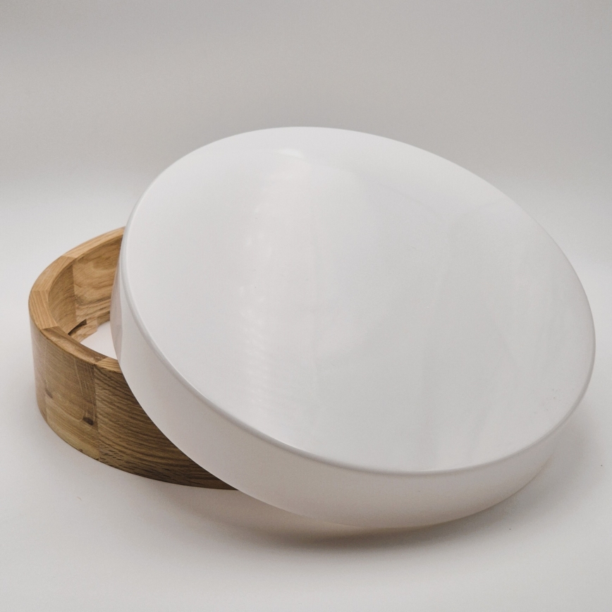 Bathroom ceiling light OAK, 3x E27 (max. 15 W each), 230 V, oak finish, Ø 37 cm, IP54