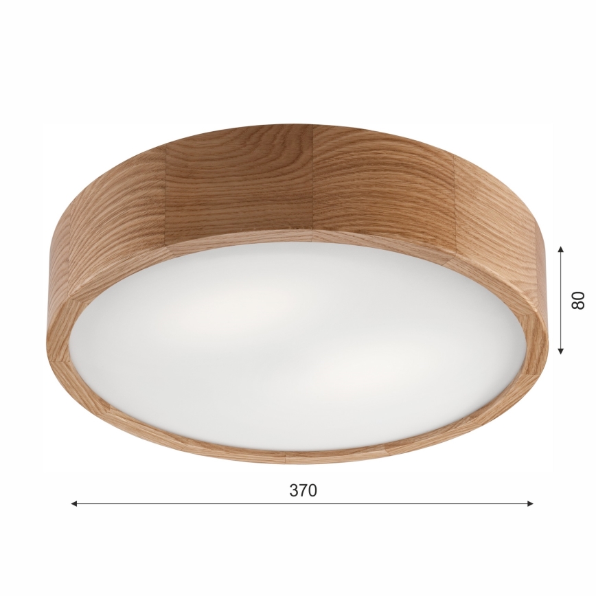 Bathroom ceiling light OAK, 3x E27 (max. 15 W each), 230 V, oak finish, Ø 37 cm, IP54
