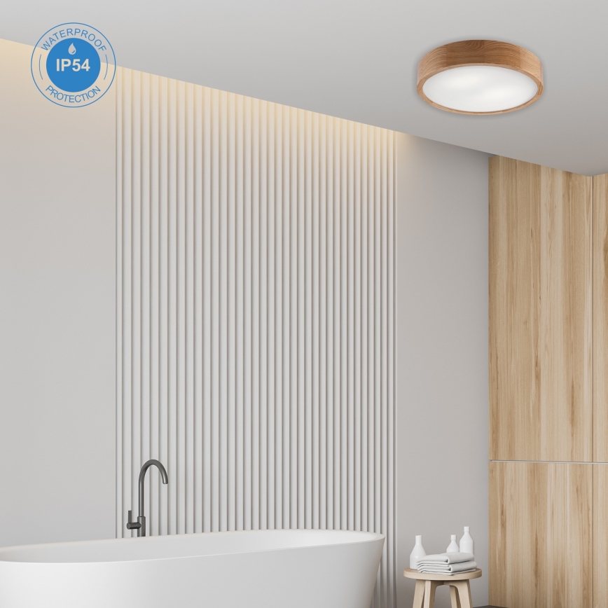Bathroom ceiling light OAK 3xE27/15W/230V oak ø 37 cm IP54 - FSC certified