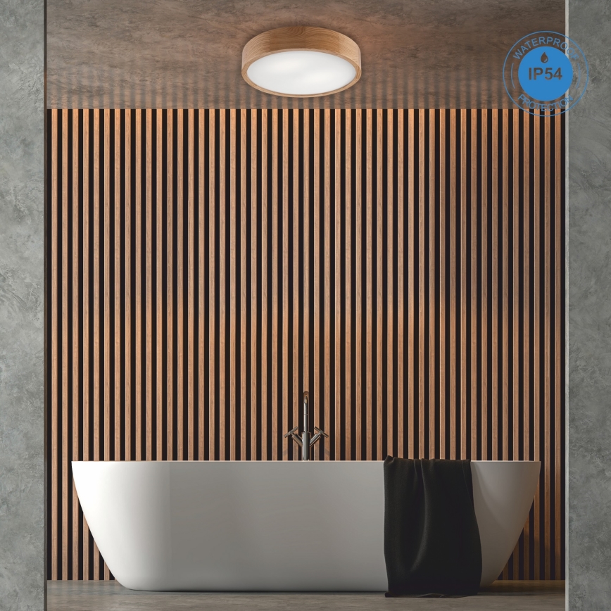 Bathroom ceiling light OAK 3xE27/15W/230V oak ø 37 cm IP54 - FSC certified