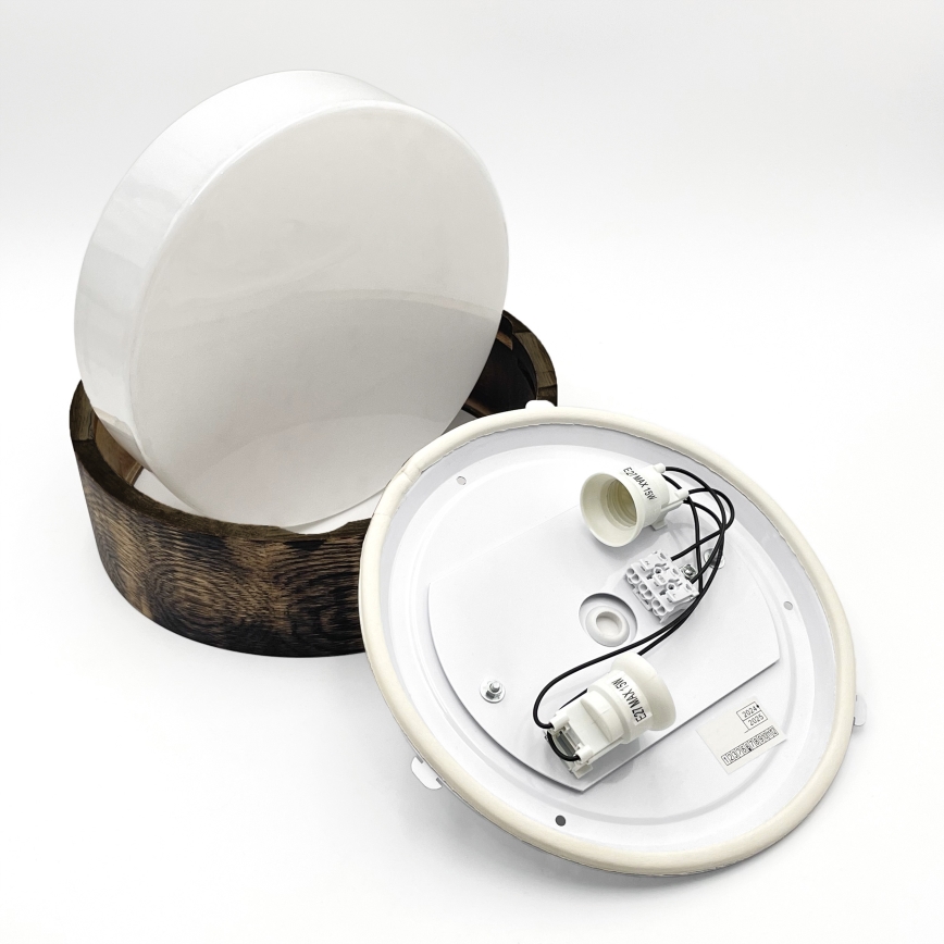 Bathroom ceiling light OAK SMOKY 2xE27/15W/230V IP54 ø 27,5 cm oak/brown