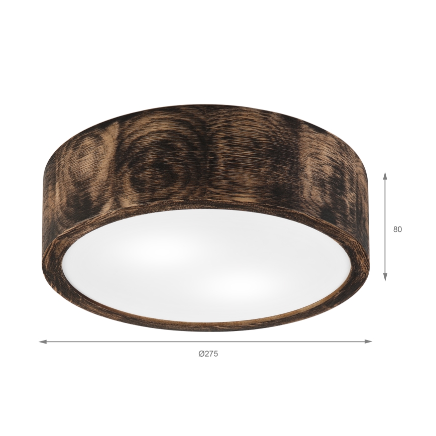 Bathroom ceiling light OAK SMOKY 2xE27/15W/230V IP54 ø 27,5 cm oak/brown