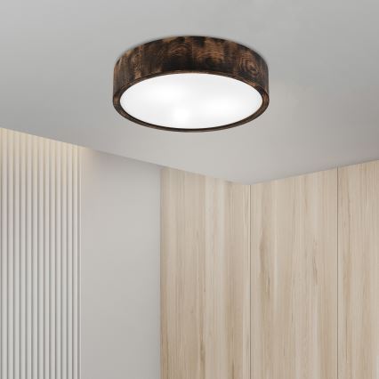 Bathroom ceiling light OAK SMOKY 3xE27/15W/230V IP54 ø 37,5 cm oak/brown